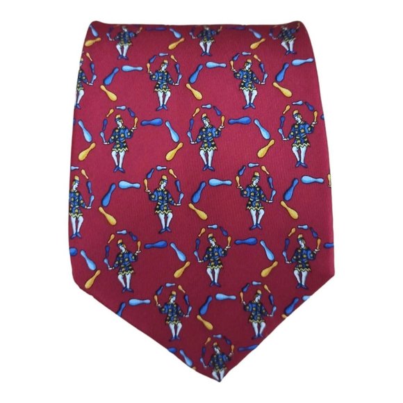Dior Other - CHRISTIAN DIOR Red Circus Juggler Silk Tie H.MADE FRANCE 60"/ 3.7" EC